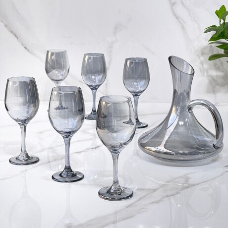 Juego De 6 Copas 350ML + Decanter 1.5L Vidrio Negro Juego De 6 Copas 350ML + Decanter 1.5L Vidrio Negro