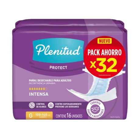 Pañales para Adulto Plenitud Protect G 32 Unidades Pañales para Adulto Plenitud Protect G 32 Unidades
