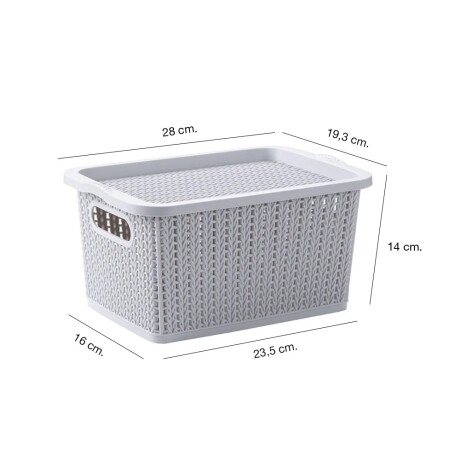 Set de 3 Cajas Organizadoras Apilables Plásticas Símil Ratán Gris