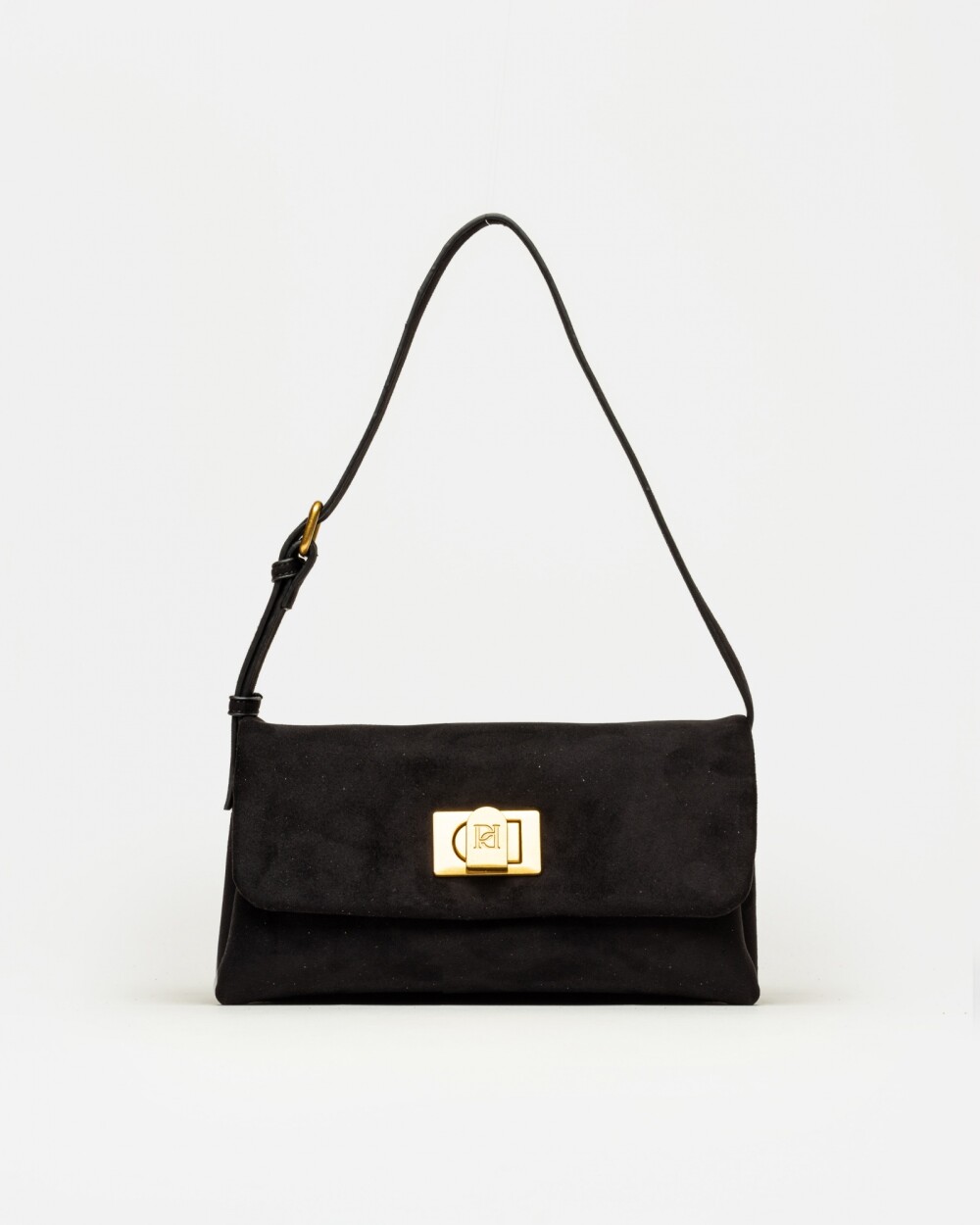 Cartera al hombro Leisure efecto gamuza Negro