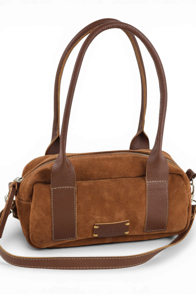 Cartera Baguette en cuero con gamuza Oxido
