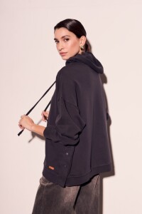 Sweater Capucha Lavado Negro Lavado