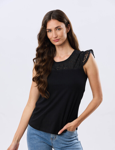 REMERA LISA DE ALGODÓN Negro
