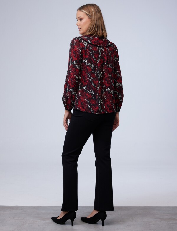 Blusa Ribete Terciopelo NEGRO/MULTI