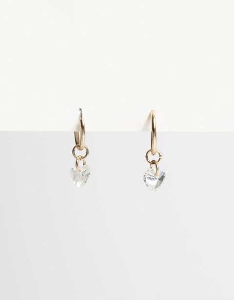 Aros Argollas Strass Aros Argolla Corazón - Dorado