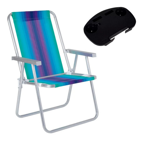 Set Silla Playa Alum 120Kg + Mesa Lateral Divisiones Mor Verde Agua/violeta