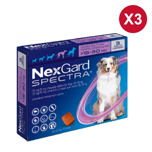 NEXGARD SPECTRA L (15 A 30 KG) CAJA X3 COMPRIMIDOS NEXGARD SPECTRA L (15 A 30 KG) CAJA X3 COMPRIMIDOS
