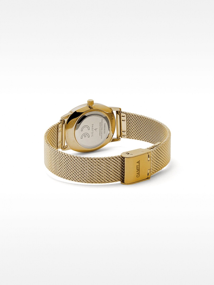Reloj Ovalado Con Malla Metálica De Acero Inoxidable dorado