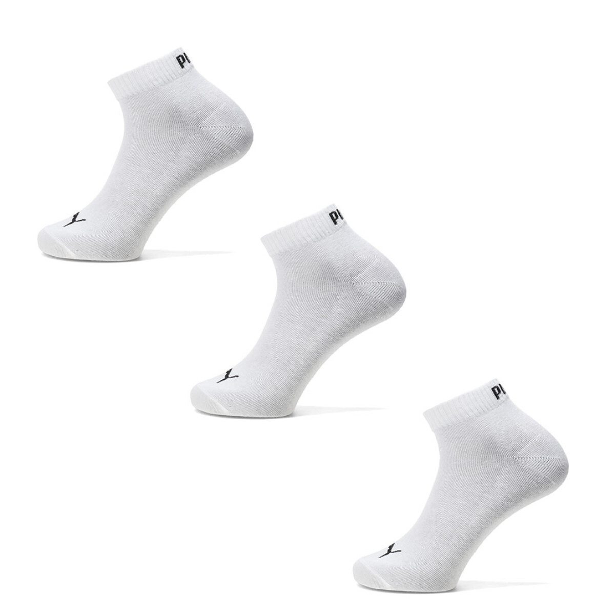 Medias Unisex Puma Plain Quarter Socks 3 Pares - Blanco 