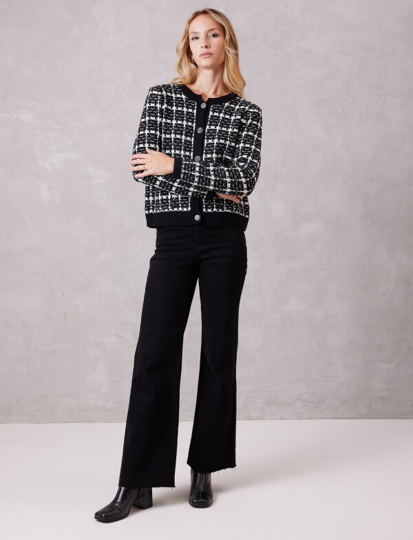 Cardigan Houndstooth NEGRO/BLANCO