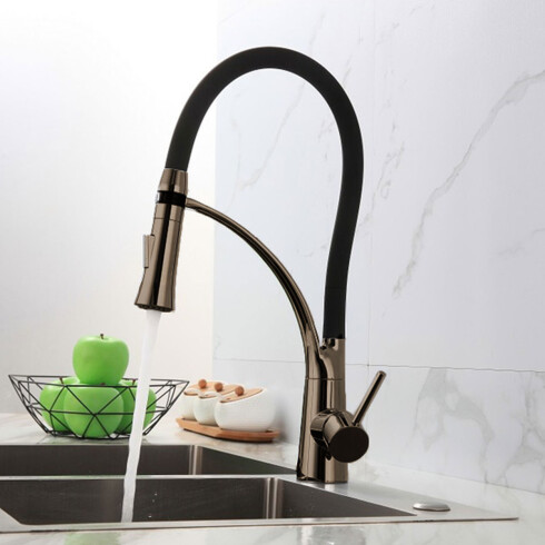 Griferia De Mesada Cocina Monocomando Satin Aqualia NEGRO