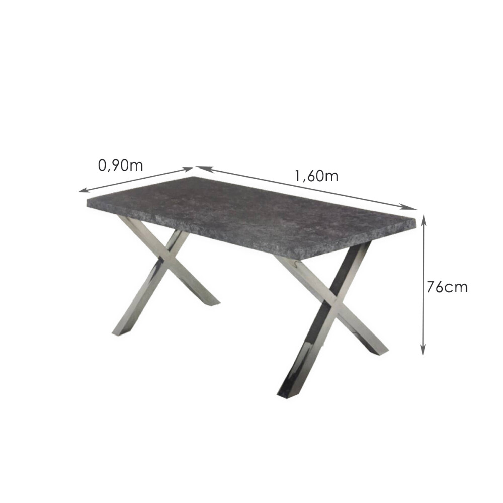 Juego De Comedor Mesa 1.60m + 4 Sillas Acolchonadas Ecocuero Gris Liso Juego De Comedor Mesa 1.60m + 4 Sillas Acolchonadas Ecocuero Gris Liso