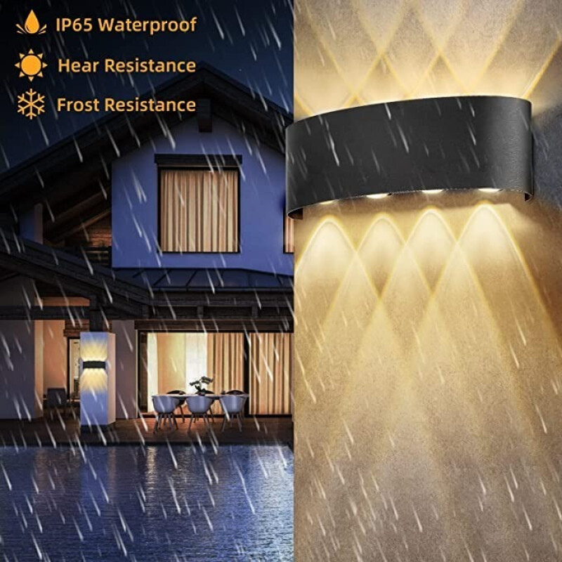 Aplique Bidireccional Exterior Jardín Led Integrado 8x2w Negro