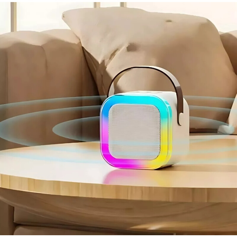 Parlante A Batería Bluetooth Con Luces Led De Colores Beige