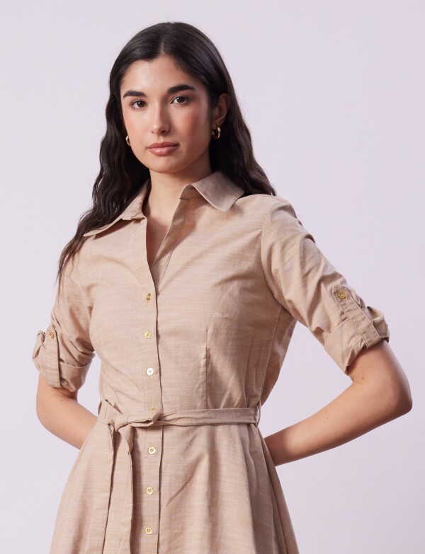 Vestido Camisero Lazo BEIGE