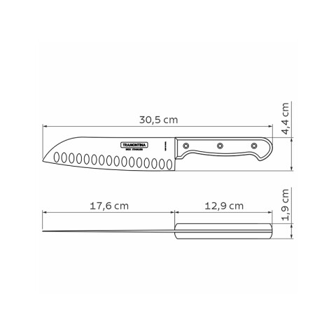 Cuchilla cocina SANTOKU 7" modelo PLOYWOOD TR9020