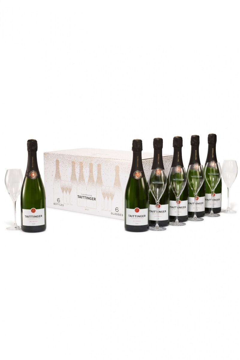 PACK TAITTINGER Brut Réserve 750ml. + 6 copas. 