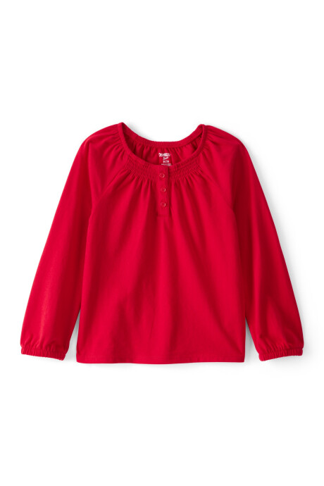 Blusa de algodón, manga larga, roja Sin color
