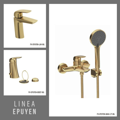 Juego De Griferia Incluye Lavatorio Bajo Bidet Y Ducha Exterior Con Telefono Y Flexible DORADO-BRUSHED GOLD