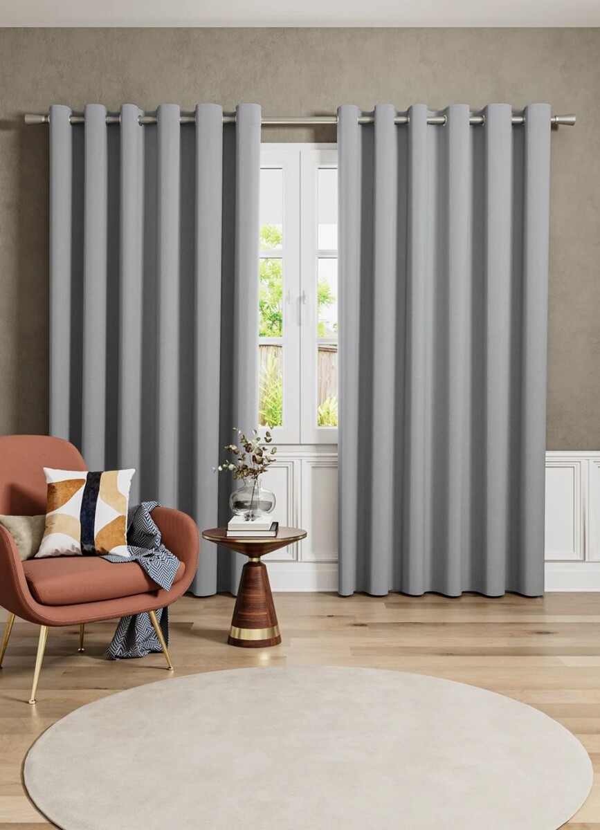Set x4 paños cortina blackout 1,35m x 1,70m - GRIS 