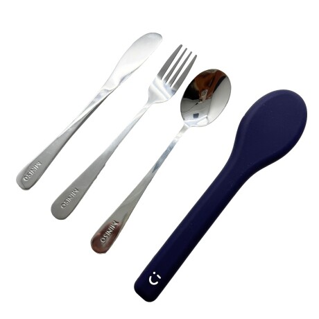 Cubiertos + estuche 3pcs azul