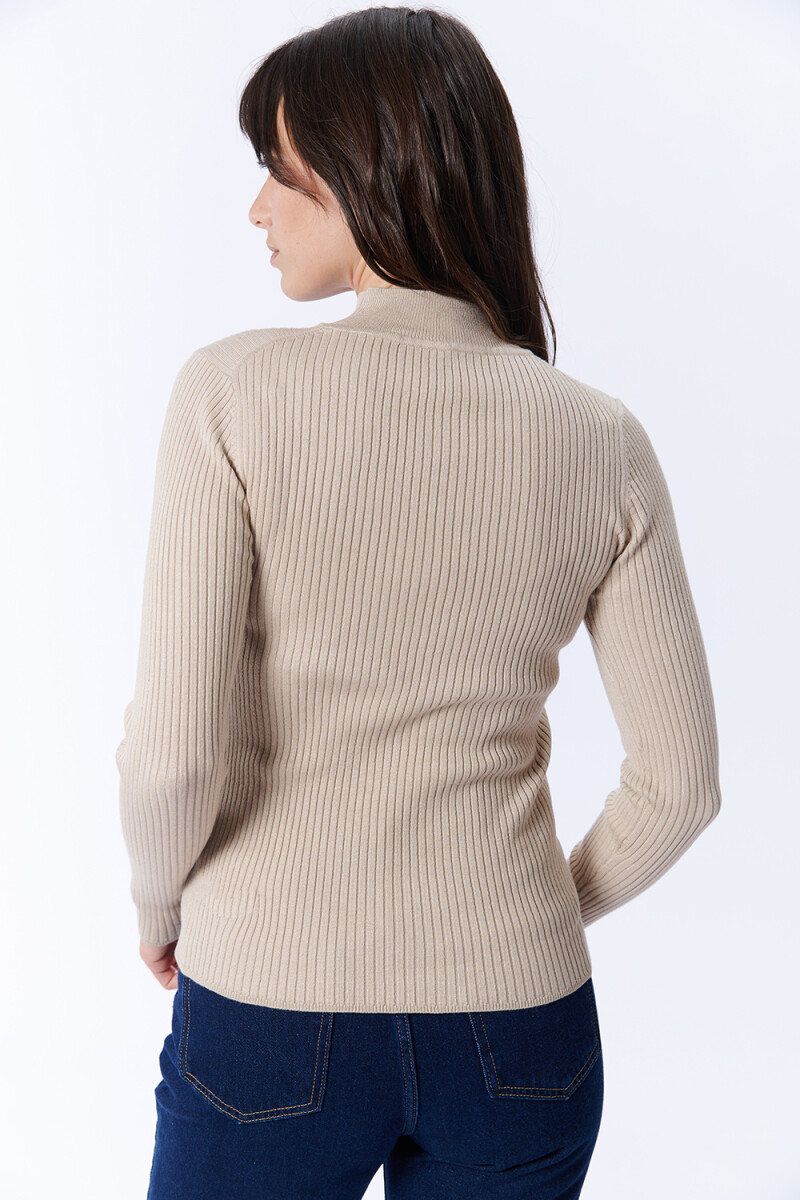 Remera Manga Larga Punto Beige Melange