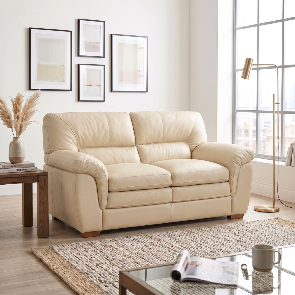 Sillon Livintus 2 Cuerpos Cuero Natural Hielo