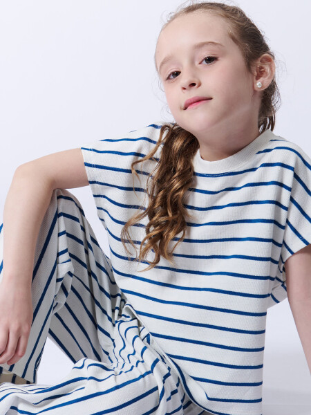 Pantalón Con Bolsillos Rayas Azul