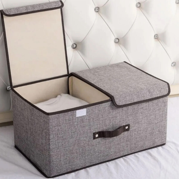 Caja Organizadora Plegable Ropa Doble Compartimiento X 6 Color Gris y Blanco