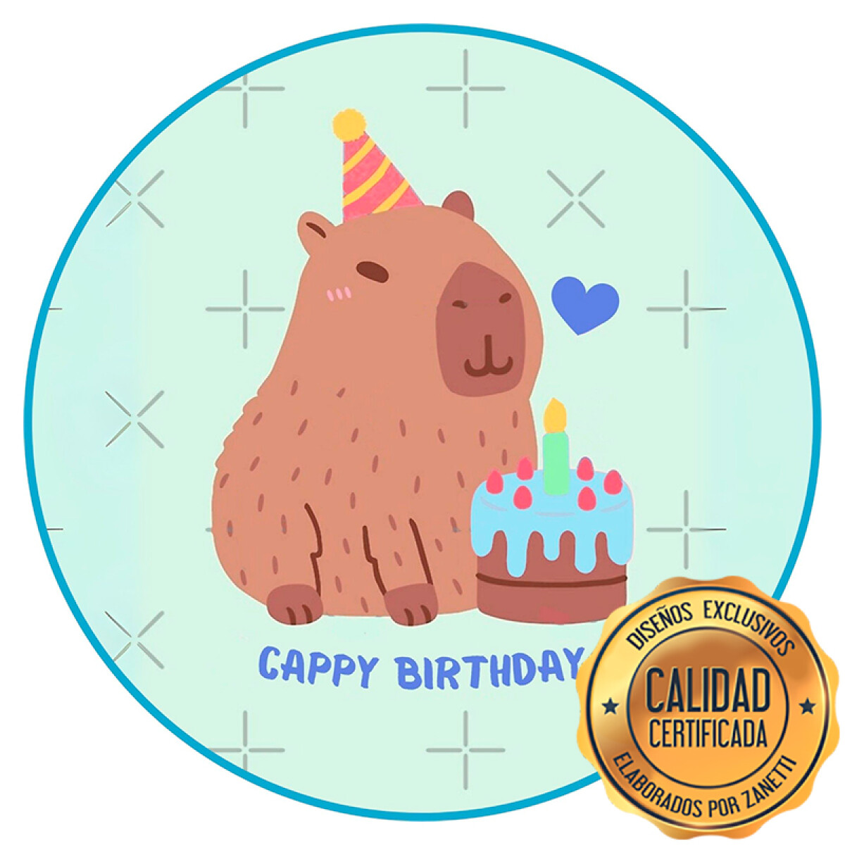 Lámina Capibara - Cappy Birthday Azul Red. 