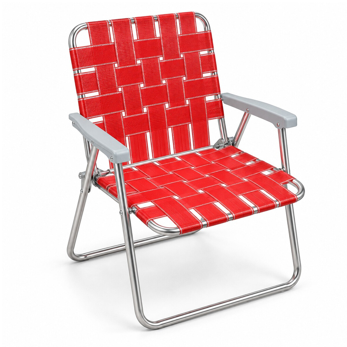 Silla Playera C/cintas 1p Posabrazo Caño Aluminio 7/8 Roja 