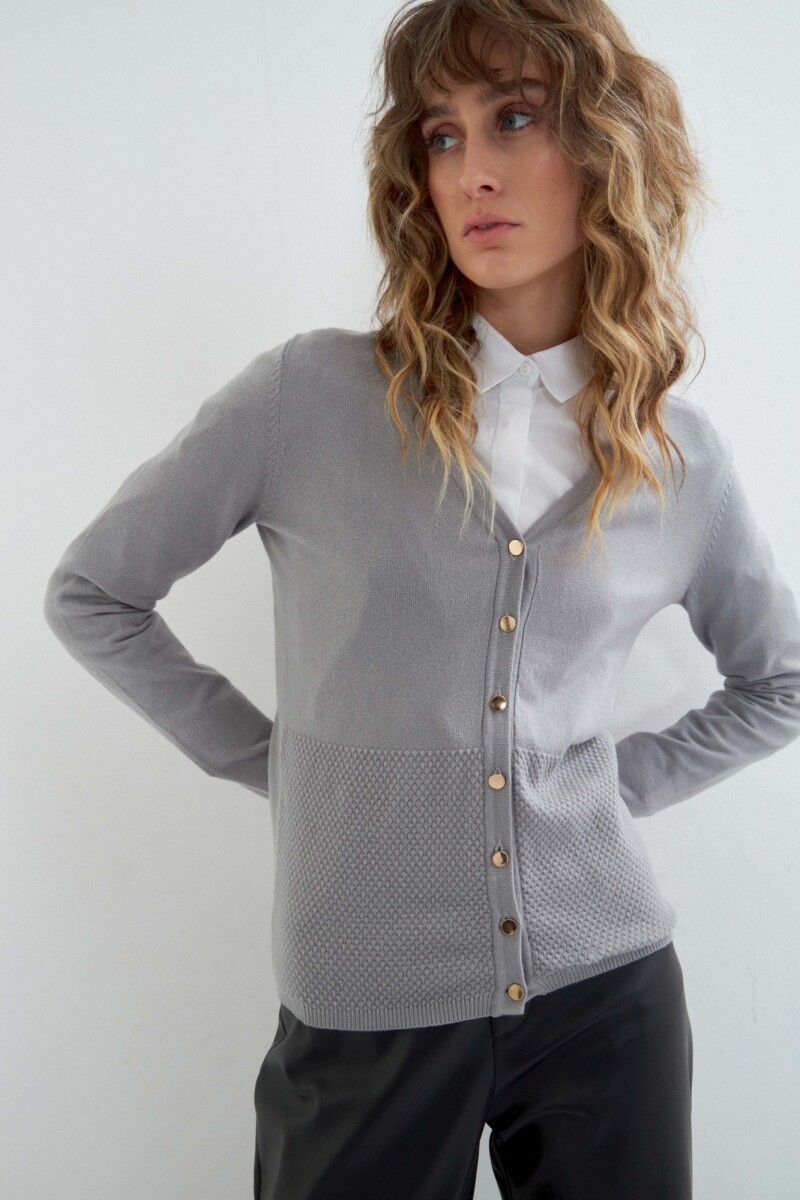 Cardigan con detalle estructura - gris melange 