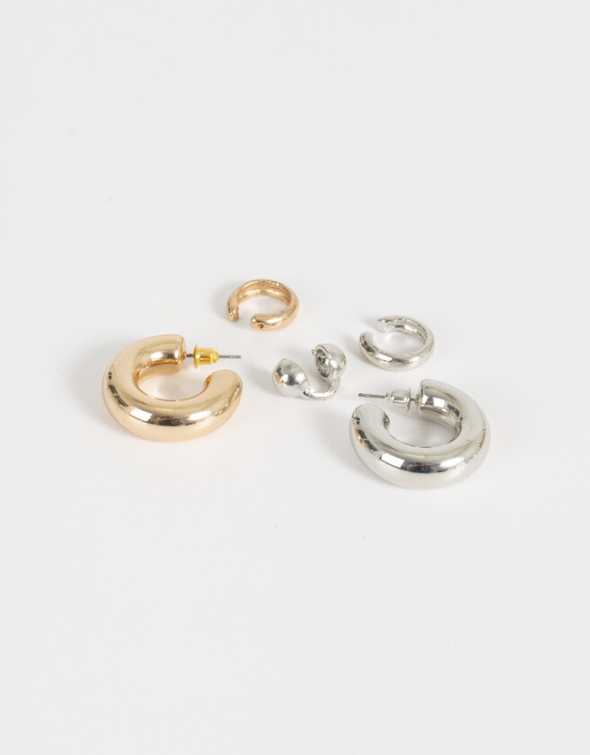 Bijou Cuff Mix plaiting Set De Aros Mixplating Chunky - Combinacion Bicolor