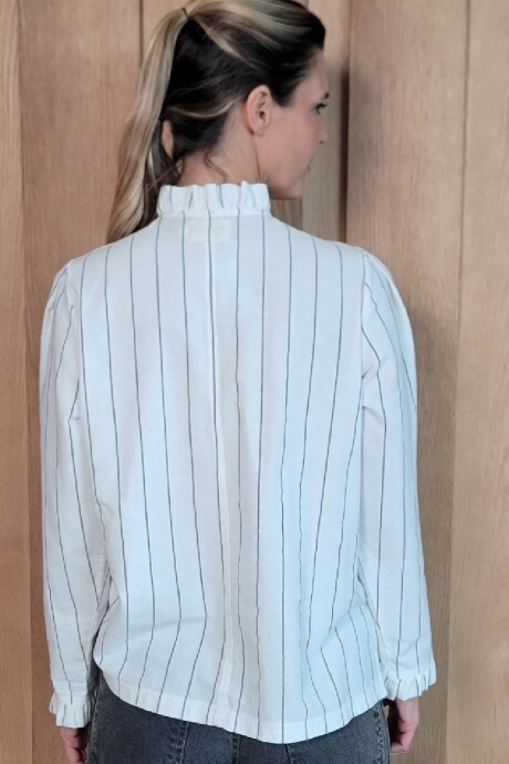 Camisa Mili Lino Raya Crudo y gris