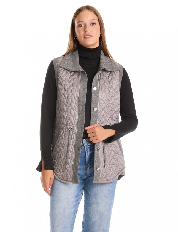 Chaleco Capitoneado Combinado GRIS