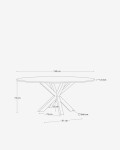 Mesa redonda Argo de cristal negro mate y patas de acero efecto madera Ø 150 cm Mesa redonda Argo de cristal negro mate y patas de acero efecto madera Ø 150 cm