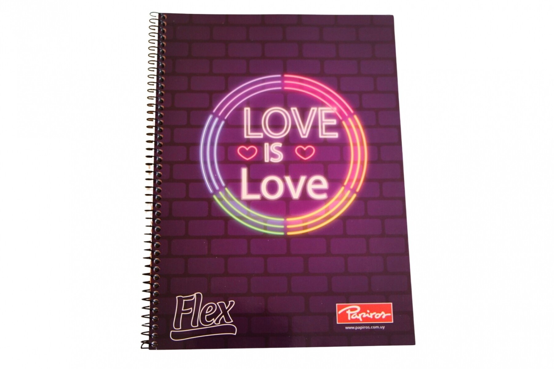 CUADERNOLA PAPIROS FLEX 70 HOJAS RAYADO - TAPA LOVE IS LOVE 