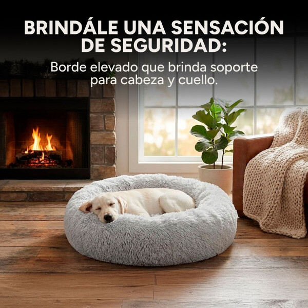 Cucha Cama Colchon Puff Plush Mascota Antiestress 60cm Color Variante Gris claro