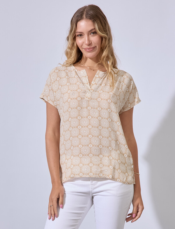 Blusa Mandala Print BEIGE/MULTI