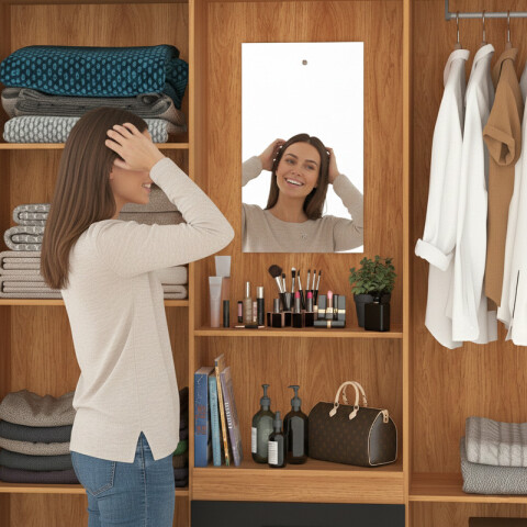 Ropero Vetro 4 Puertas 2 Cajones con Espejo, Perchero y Tocador 150cm MDP - Cinamomo Negro Ropero Vetro 4 Puertas 2 Cajones con Espejo, Perchero y Tocador 150cm MDP - Cinamomo Negro