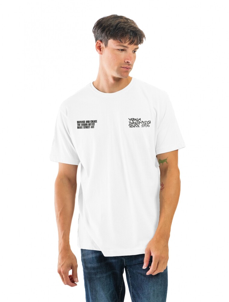 Remera Estampada Cuello Base Blanco/ Letras 048
