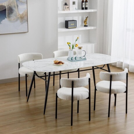 Silla Boucle Metal Y Tela BLANCO