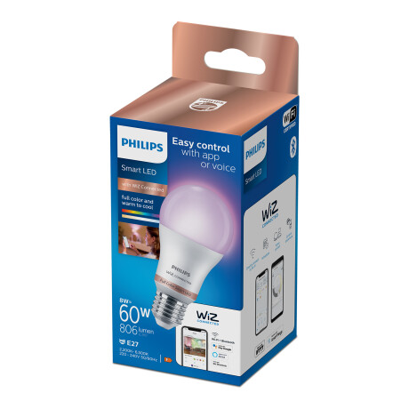 Philips Wiz - Lámpara Led Inteligente 929003601011 - 8W. Blanco y Color. E27. A60. 2200K-6500K. 001