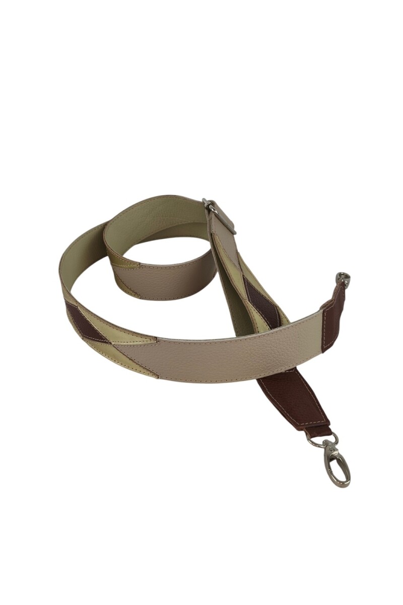 Correa de Cuero con Diseño Patchwork beige