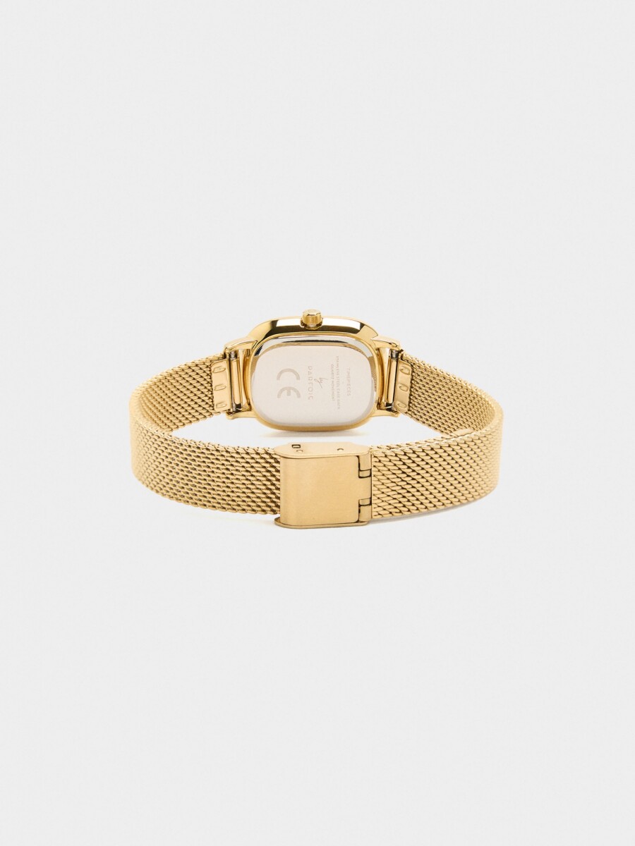 Reloj De Malla Metálica De Acero Inoxidable dorado