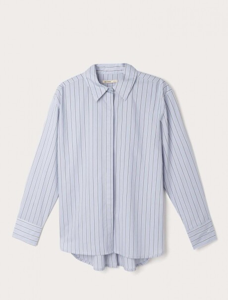 CAMISA DE ALGODÓN DE MANGA LARGA CELESTE