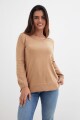 Sweater escote en V liso KHAKI
