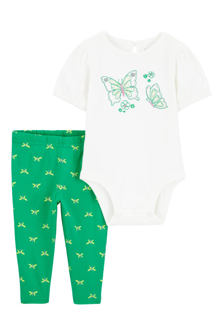 Set dos piezas de algodón, calza y body diseño mariposa Set dos piezas de algodón, calza y body diseño mariposa