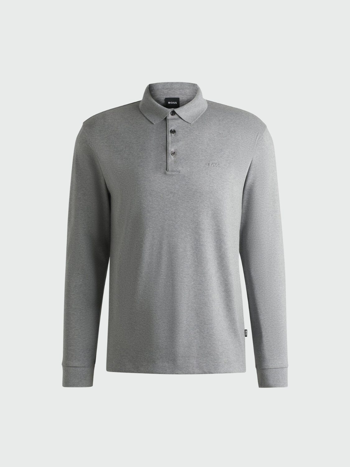 BOSS - Remera Polo de Algodón Interlock con Logotipo Gris Medio