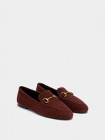 Mocasines De Piel Con Hebilla canela